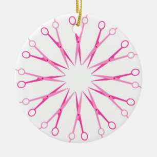 Hairstylist-Rosa-ScherKranz-Weihnachtsverzierung Keramikornament