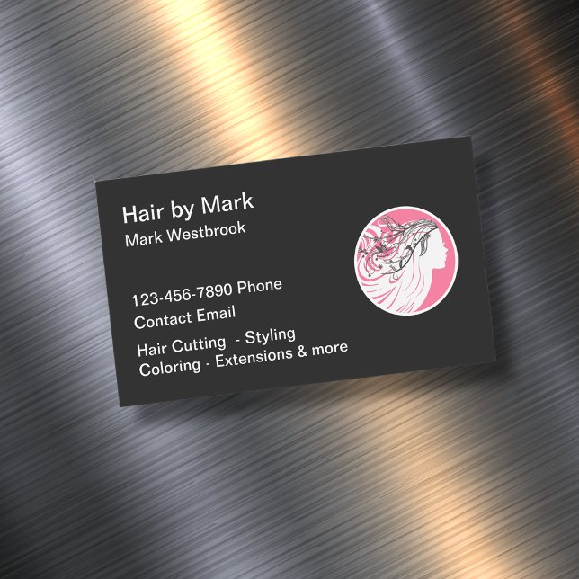 Hairstylist Trendy Simple Magnetic Business Cards Magnetische Visitenkarte (Von Creator hochgeladen)
