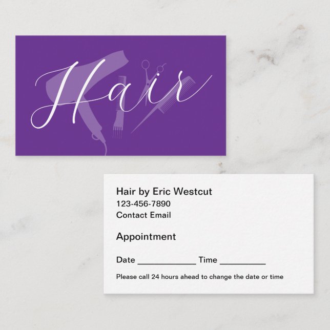 Hairstylist Trendy Termin Business Cards (Vorne/Hinten)