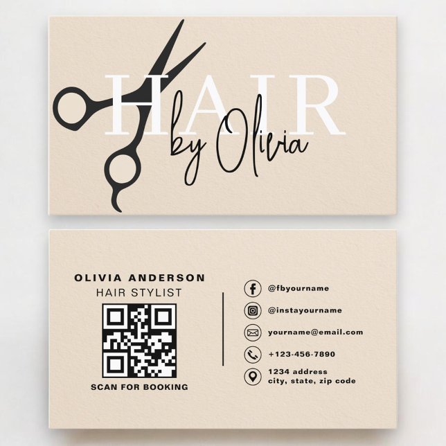 Hairstylistenschere QR-Code Faux-Papier Visitenkarte (Von Creator hochgeladen)