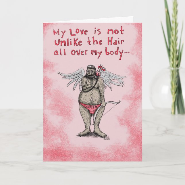 Hairy Cupid Valentines Feiertagskarte (Vorderseite)
