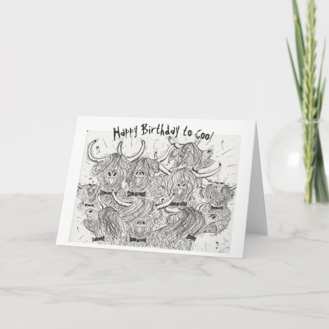 Hairy Highland Coos Birthday Card Karte (Vorderseite)