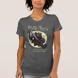 Hairy Ninjas Black Cat Flying Kick Cartoon T-Shirt