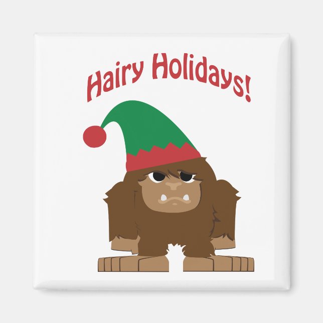 Hairy Urlaub! Weihnachts-Sasquatch Magnet (Vorne)