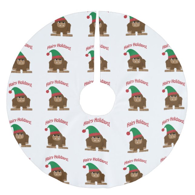 Hairy Urlaub! Weihnachts-Sasquatch Polyester Weihnachtsbaumdecke (Vorderseite)