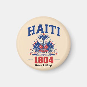 Haiti 1804 Patriotisches Vintage-Flagge-Grafik-Erb Magnet
