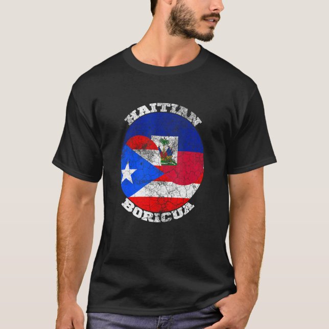 Haiti and Puerto Rico flag, Half Haitian Half Bori T-Shirt (Vorderseite)