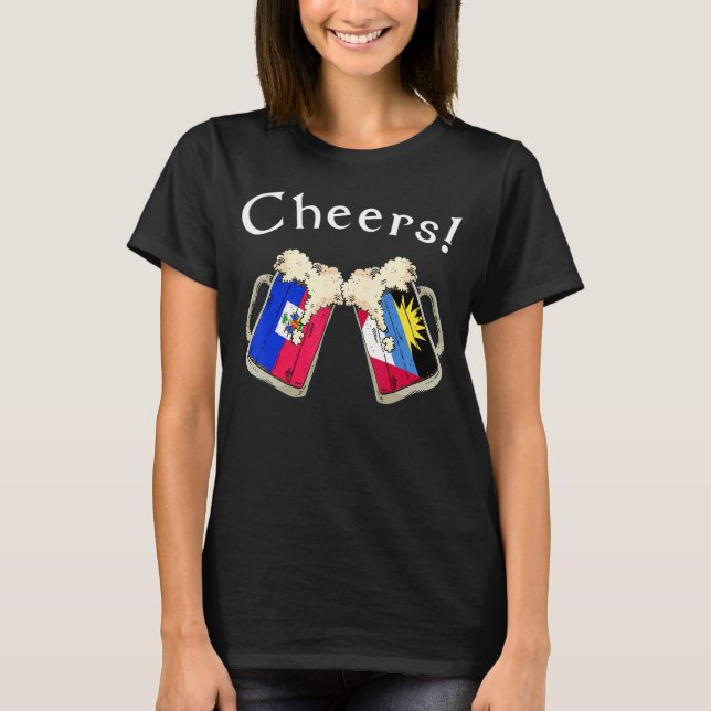 Haiti Antigua Barbuda Flag Cheers Beer Grown Patri T-Shirt (Vorderseite)