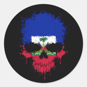 Haiti Driving Spritzer Skull Runder Aufkleber