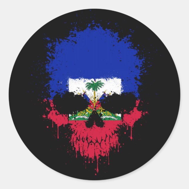 Haiti Driving Spritzer Skull Runder Aufkleber (Vorderseite)