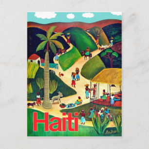 Haiti, Einheimische im tropischen Dorf, Vintag Postkarte