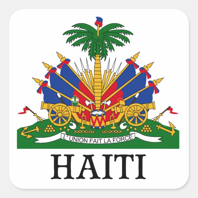 HAITI - Emblem/Wappen/Flagge/Symbol Quadratischer Aufkleber (Vorderseite)