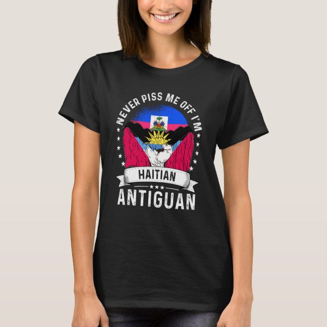 Haiti Flag Antigua&Barbuda Grown Humor Pride T-Shirt (Vorderseite)