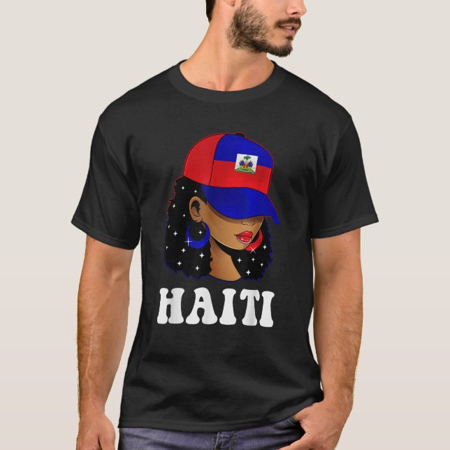 Haiti Flag Proud Haitian Girl Black Woman Patrioti T-Shirt (Vorderseite)