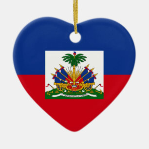 Haiti-Flaggen-Herz Keramik Ornament
