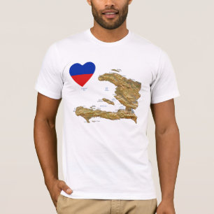 Haiti-Flaggen-Herz und Karten-T - Shirt