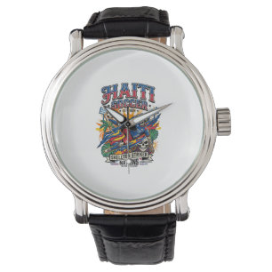 Haiti Fußball Skelett Stürmer Nationen Poster Stil Armbanduhr