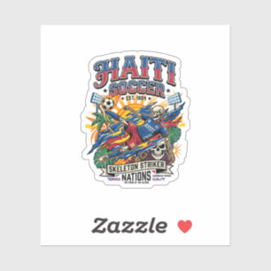 Haiti Fußball Skelett Stürmer Nationen Poster Stil Aufkleber
