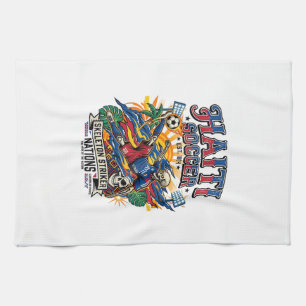 Haiti Fußball Skelett Stürmer Nationen Poster Stil Geschirrtuch