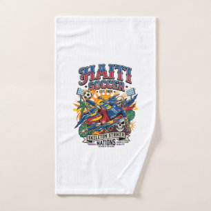 Haiti Fußball Skelett Stürmer Nationen Poster Stil Handtuch