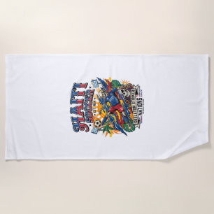 Haiti Fußball Skelett Stürmer Nationen Poster Stil Strandtuch