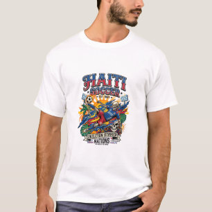 Haiti Fußball Skelett Stürmer Nationen Poster Stil T-Shirt