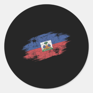 Haiti Fußballfan zerfetzte Flagge Nationalstolz  Runder Aufkleber