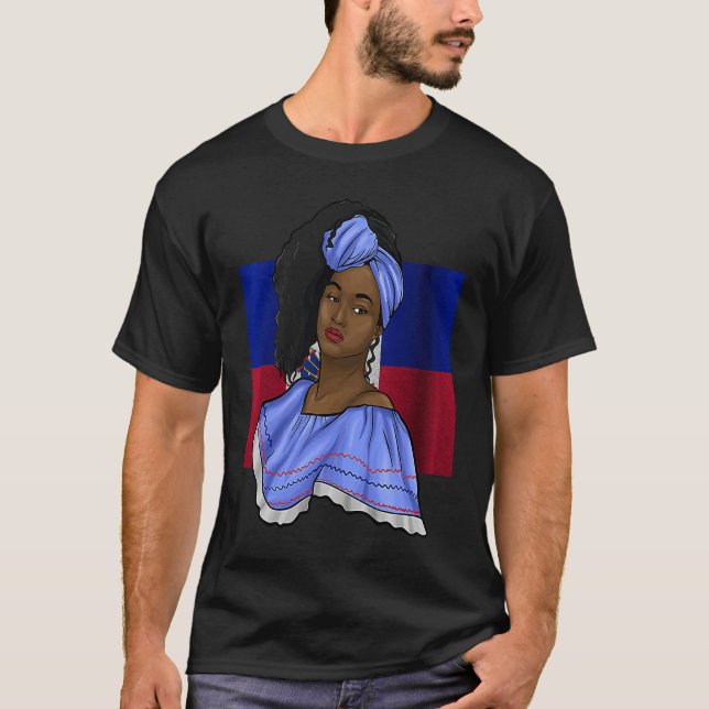 Haiti Haitian Flag Day Creole Proud Woman Happy Ay T-Shirt (Vorderseite)