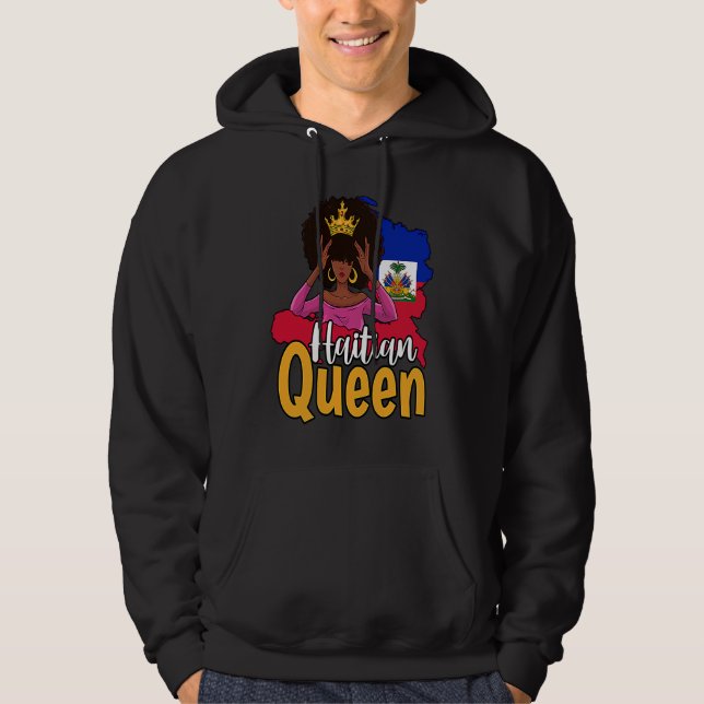 Haiti Haitian Love Flag Proud Woman Princess Crown Hoodie (Vorderseite)