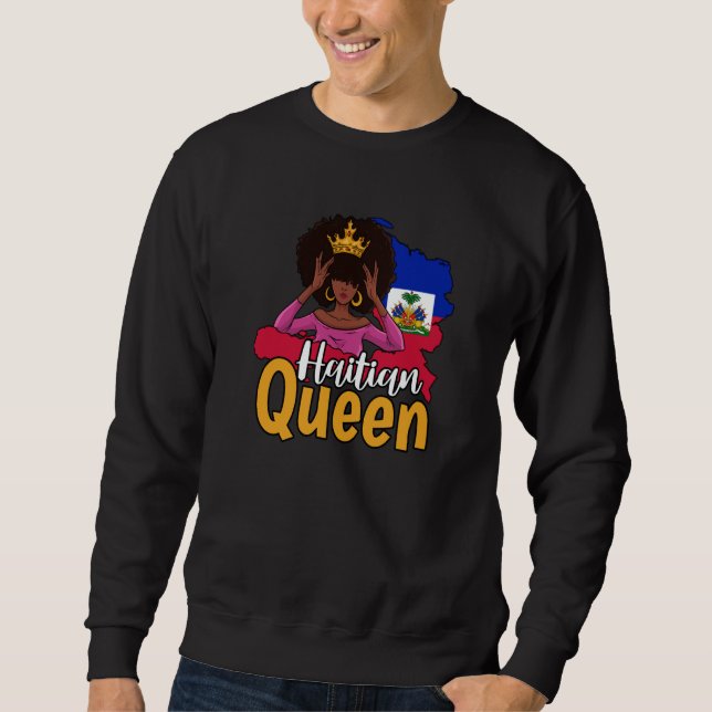 Haiti Haitian Love Flag Proud Woman Princess Crown Sweatshirt (Vorderseite)