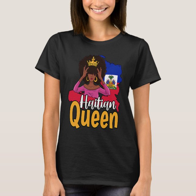 Haiti Haitian Love Flag Proud Woman Princess Crown T-Shirt (Vorderseite)