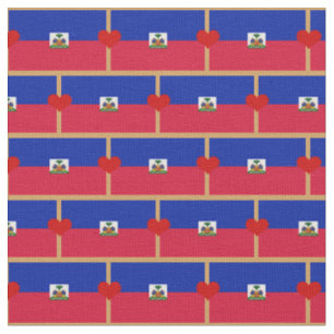 Haiti, Haitianische Flagge und Herz Fabric /mode Stoff