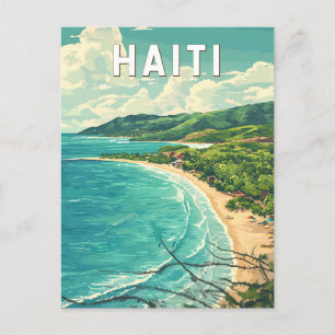 Haiti Illustration Travel Art Vintag Postkarte
