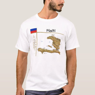 Haiti Karte + Flagge + Titel T-Shirt