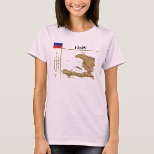 Haiti Karte + Flagge + Titel T-Shirt
