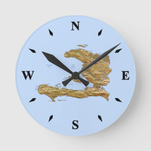 Haiti Map Clock Runde Wanduhr