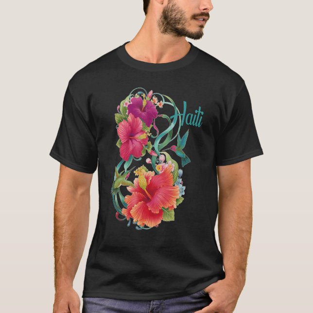 Haiti National Flower Hibiscus Birds Lakay T-Shirt (Vorderseite)