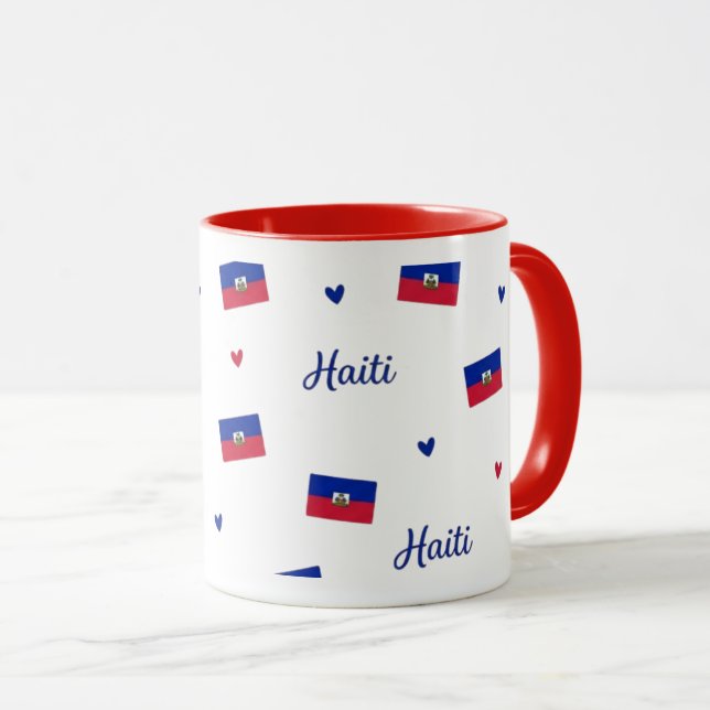 Haiti Roots Pattern Mug | Caribbean Flag Tasse (VorderseiteRechts)