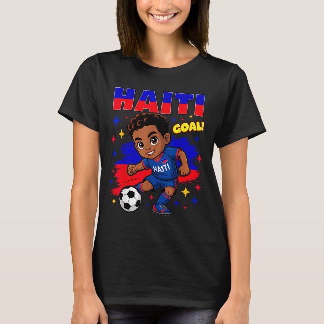 Haiti Soccer Kid Haitian Flag Soccer Player Footba T-Shirt (Vorderseite)