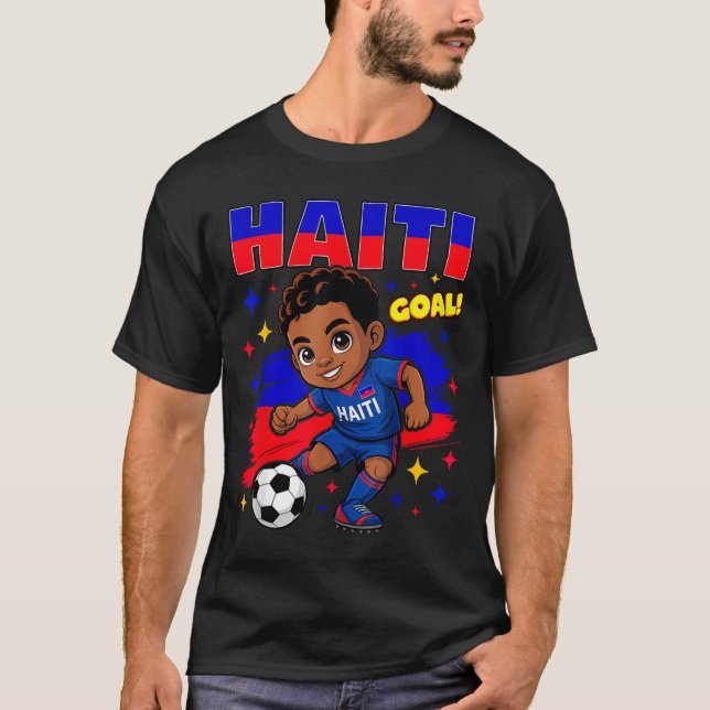 Haiti Soccer Kid Haitian Flag Soccer Player Footba T-Shirt (Vorderseite)