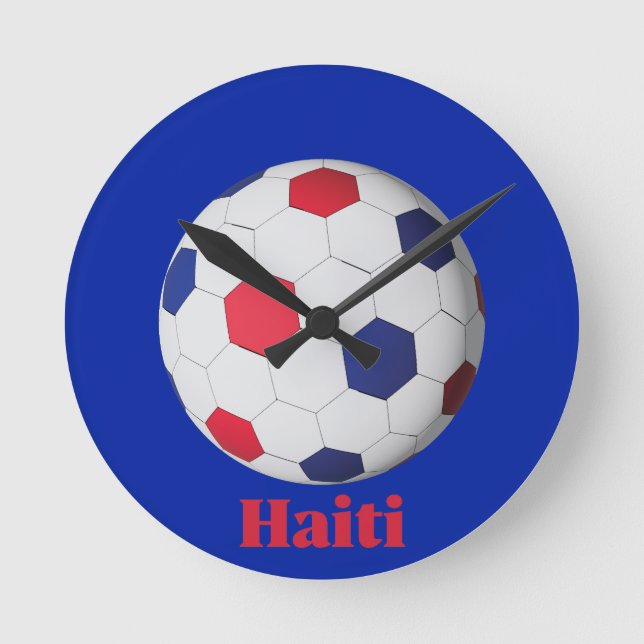 Haiti Soccer Runde Wanduhr (Vorderseite)