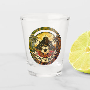Haiti Strong  Distressed Soccer Abzeichen Vintage Schnapsglas