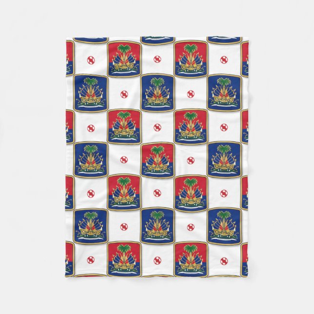 Haiti-Wappen Karomuster — Haitianisch  Fleecedecke (Vorderseite)