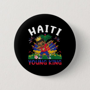 Haiti Young King Haitian Flag Day Melanin for Blac Button