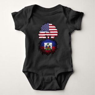 Haitian American USA Tree Roots Flag Baby Strampler