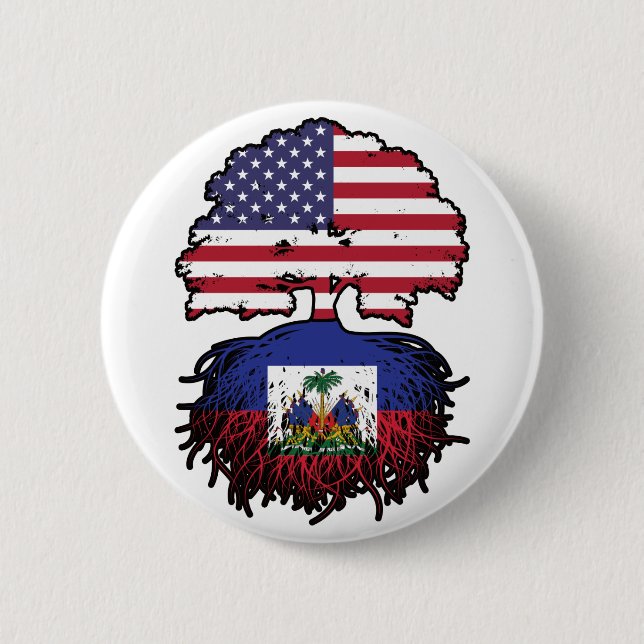 Haitian American USA Tree Roots Flag Button (Vorderseite)
