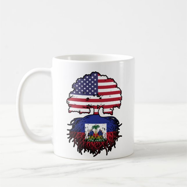 Haitian American USA Tree Roots Flag Kaffeetasse (Links)