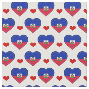 Haitian Flag & Red Heart mode Fabric /Haiti Stoff