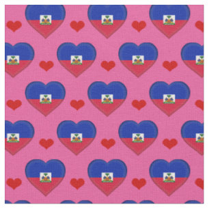 Haitian Flag & Red Heart mode Fabric /Haiti Stoff