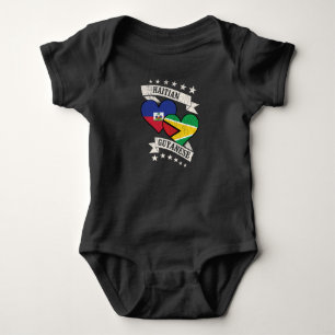 Haitian Guyanese Heart Flags Haiti Guyana Baby Strampler